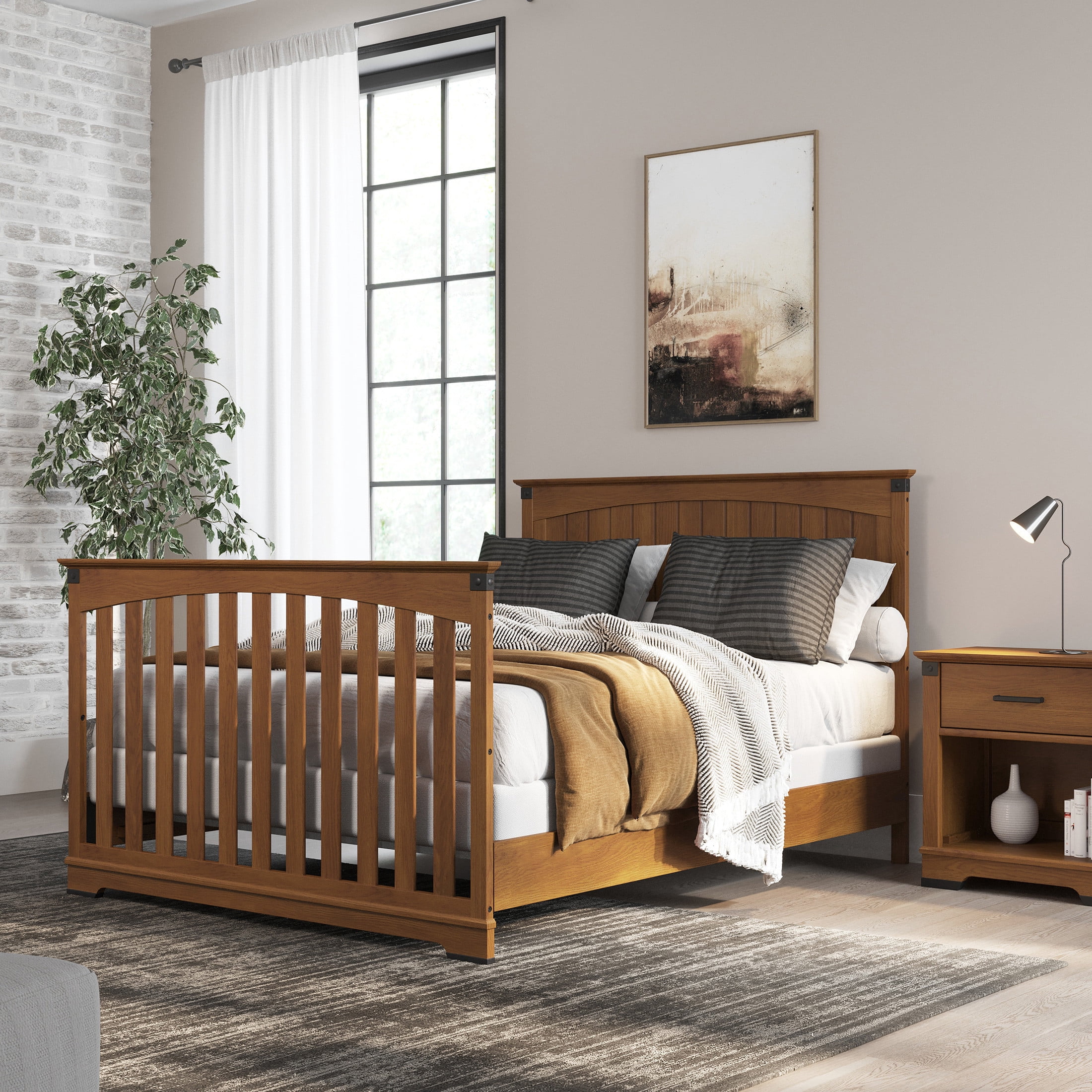 Child Craft Full-Size Bed Rail Conversion Kit, Converts 4-in-1 Crib to Bed, Solid Wood, Coach Cherry