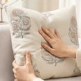 thumbnail image 5 of OCCOA Vintage Floral Print Throw Pillow Cover, Soft Linen Cushion Case for Sofa Couch Bed, 4 Colors Neutral Farmhouse Home Decor, Red, 5 of 7