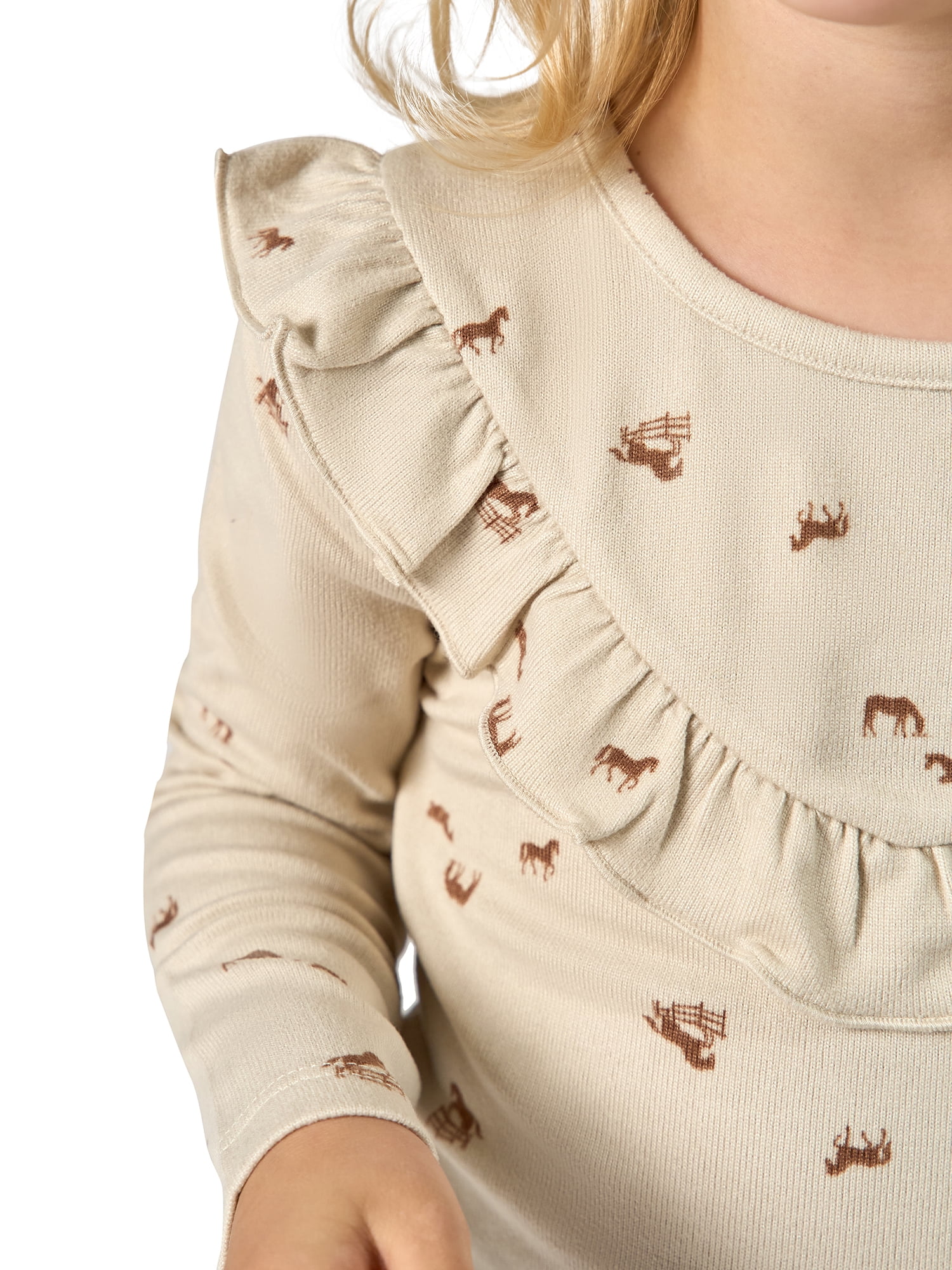 Modern Moments by Gerber Toddler Girl Ruffle Long Sleeve Top, Sizes 12M-5T
