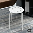 thumbnail image 2 of Miumaeov 10pcs Plastic Stacking Stools for Kids Students Classroom Home Kitchen Garden Portable Backless White Stool with Round Top and Metal Frame, 2 of 16