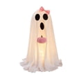 thumbnail image 2 of Halloween Decorations, Ghost Halloween Decor, Halloween Pumpkin Decorations, Indoor Halloween Decor, 20 Inch Standing Lighted Ghost Ornament with Bow Detail, Holding Soft Plush, 2 of 6