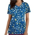 thumbnail image 2 of Gamivast Scrubs for Women Print V-Neck Quick-Dry Short Sleeve Nursing Scrubs Moisture Wicking Scrub Loose Fit Healthcare Top, 2 of 5
