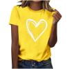 Hauts pour Femmes Saint-Valentin Manches Courtes Imprimé Cœur Col Rond T-Shirt Décontracté Jaune G