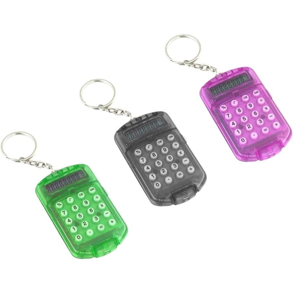 Nuobesty 3pcs calculadora de bolsillo anillo de llave pequeña mini calculadora electrónica portátil para niños en el hogar escolar (color aleatorio)