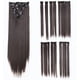 thumbnail image 1 of SWACC Extensiones de cabello sintético con clip para mujer, 22 pulgadas, cabeza completa recta, 7 piezas separadas, resistentes al calor (marrón oscuro-4#), 1 of 5