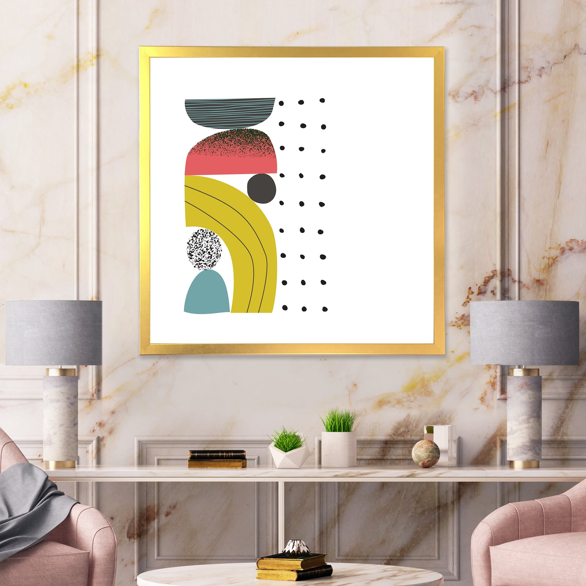 Designart 'Abstract Colorful Geometric Art Collage I' Modern Framed Art Print