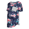 thumbnail image 3 of Jchiup Women Maternity Short Sleeve Floral Patchwork Striped Stitching Doubled Layered Pocket Nursing Tops, 3 of 5