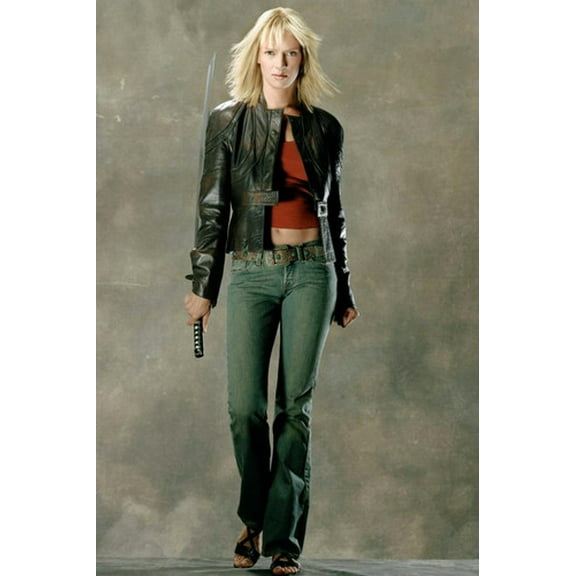Uma Thurman in Kill Bill: Vol. 1 in leather jacket with sword at side 24x36 Poster