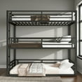 thumbnail image 2 of Tcbosik Full over Full over Full Size Triple Bunk Bed, Heavy Duty Metal Bed Frame with Built-in Ladder and Full Length Guardrail, Space Saving, Black, 2 of 9