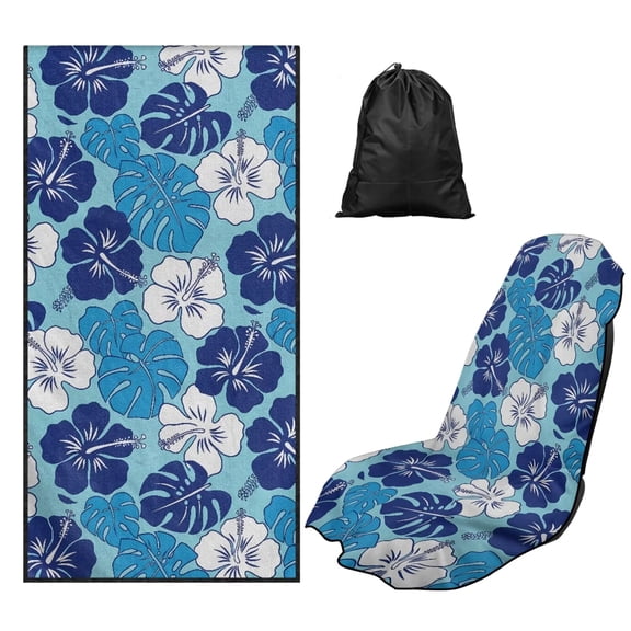 Uorisanigo Seat Covers for Cars Front Seats Only Auto Accessories Protectors Decor Wear-Resistant Blue Hibiscus Flower Car Seat Towel Cover Universal Fit for Auto Truck Van SUV