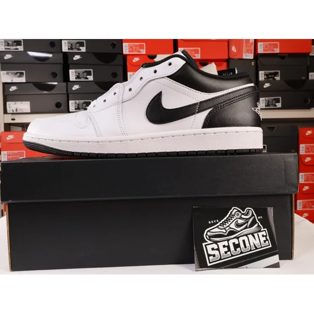 Ni - ke Air Jordan 1 Low White Black Mens Casual Shoes 553558-132 new with box