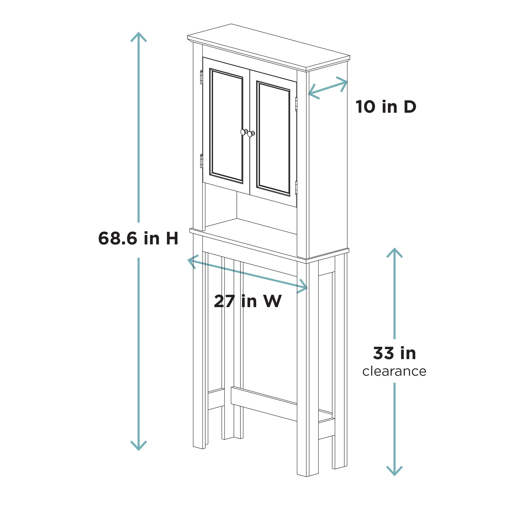 Zenna Home Custom Suite MDF over-the-Toilet Spacesaver, Bathroom Organizer, 3 Shelves, Gray