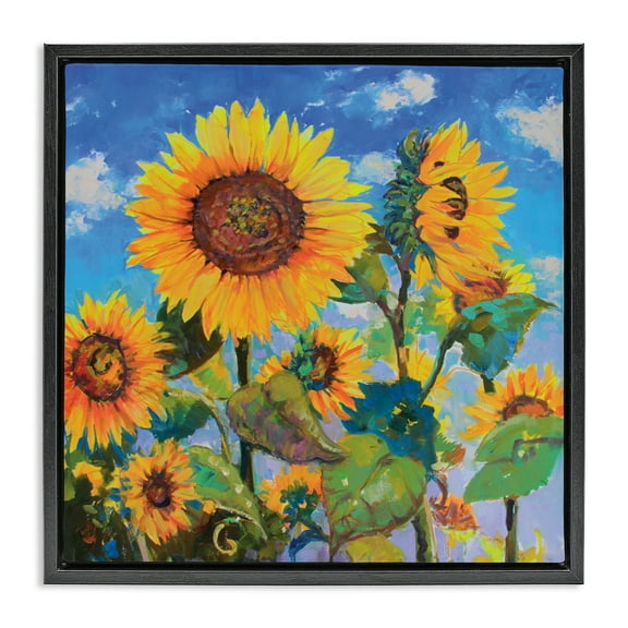 Stupell Industries Lost Acres Sunflowers Plants & Flowers Painting Black Floater Framed Canvas Art Print Wall Art, 18 x 18