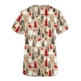 thumbnail image 4 of Holiday Gifts! Titcea Christmas Scrub Tops for Women Stretchy V Neck Short Sleeve Cute Xmas Printed Nurse Holiday Working Uniforms, 4 of 5