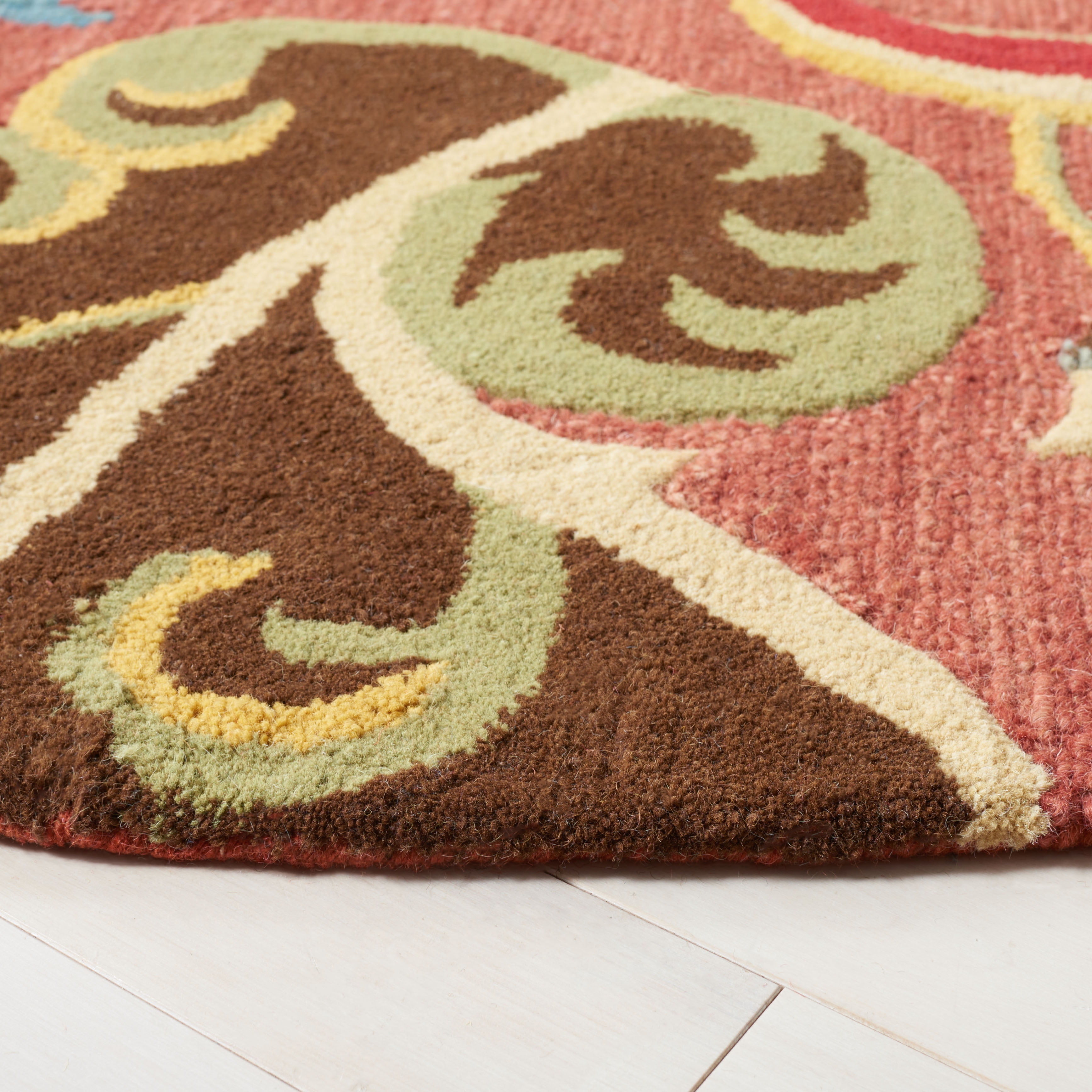 SAFAVIEH Blossom Vernon Floral Area Rug, Beige/Blue, 6' x 6' Round