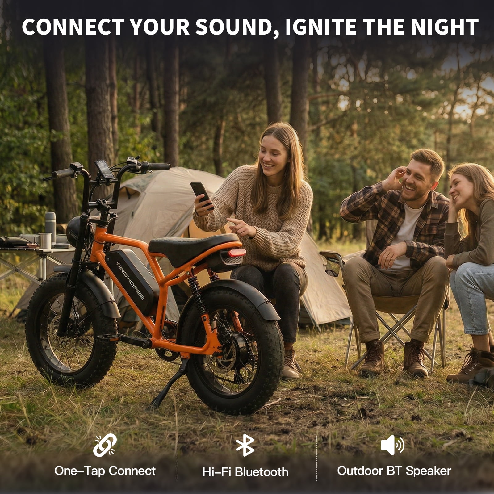 WINDHORSE Electric Bike for Adults, 750W Motor, 20 mph, 48V 15Ah Removable Battery 35-65 Miles Range, 16" Fat Tire E Mountain Bike, Built-in Speaker