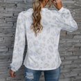 thumbnail image 3 of Camisa De Mujer Manga Larga Estampado De Leopardo Cuello En V Jersey Botones Decoración Suelta Elegante Mujer Top Blanco XL, 3 of 5