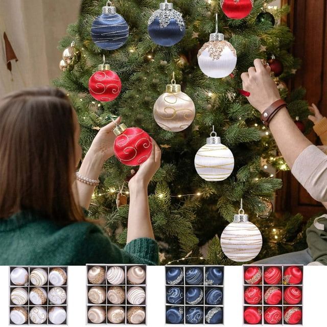 Xihbxyly 9 Bolas Navideñas de Plástico Irrompible, Tamaño de 3,14 Pulgadas, Fáciles de Colgar para Árbol o Fiesta, Decoración Navideña Diy, Decoración para El Hogar y La Tienda, Peso de 190 G.