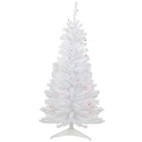 4' Pre-Lit Woodbury White Pine Slim Artificial Christmas Tree Pink
