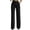Black, variant on Womens Pinstriped Corduroy Dress Pants Elastic Waist Straight Wide Leg Commute Office Pants with Pockets