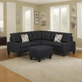 thumbnail image 2 of Modern Black Upholstered 6-Piece Sectional with Polyester Fabric (220×80×75cm), 2 of 12