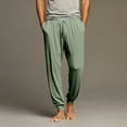thumbnail image 2 of CharmCyan Men’s Soft Cotton Lounge Pants with Drawstring Waist, Lightweight Pajama Bottoms for Sleepwear and Relaxation Mint Green L, 2 of 2