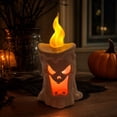 thumbnail image 3 of Halloween Ghost Candle Light, Melting Wax Style LED Flameless Candle Figurine with Scary Face for Indoor Mantel and Tabletop Decor, 3 of 7