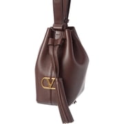 Valentino VLogo Signature Leather Bucket Bag, Brown