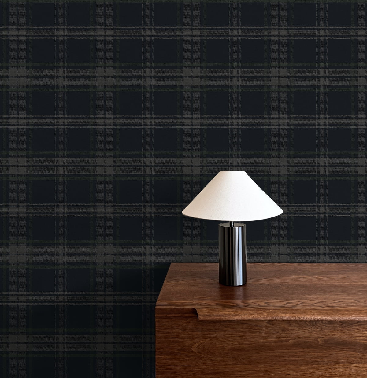 Seabrook Designs Dark Blue & Evergreen Dellabrooke Plaid Prepasted Wallpaper - 20.5 in. W x 33 ft. L Roll