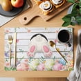 thumbnail image 2 of Easter Placemats Set of 8 Spring Bunny Feet Eggs Floral Herb Wooden Plank Place Mats Indoor Wipeable Table Mats Washable Cloth Dining Table Placemats for Kitchen Holiday Party Home Decor 13x19 Inch, 2 of 9