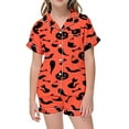 thumbnail image 3 of Utlike Girls Halloween Pajamas Set Soft Button-Up Classic Collar Short Sleeve Sleepwear Toddler Pjs Daily Wear Comfort Fit Girl Nightwear Size 6 Years-7 Years, 3 of 4