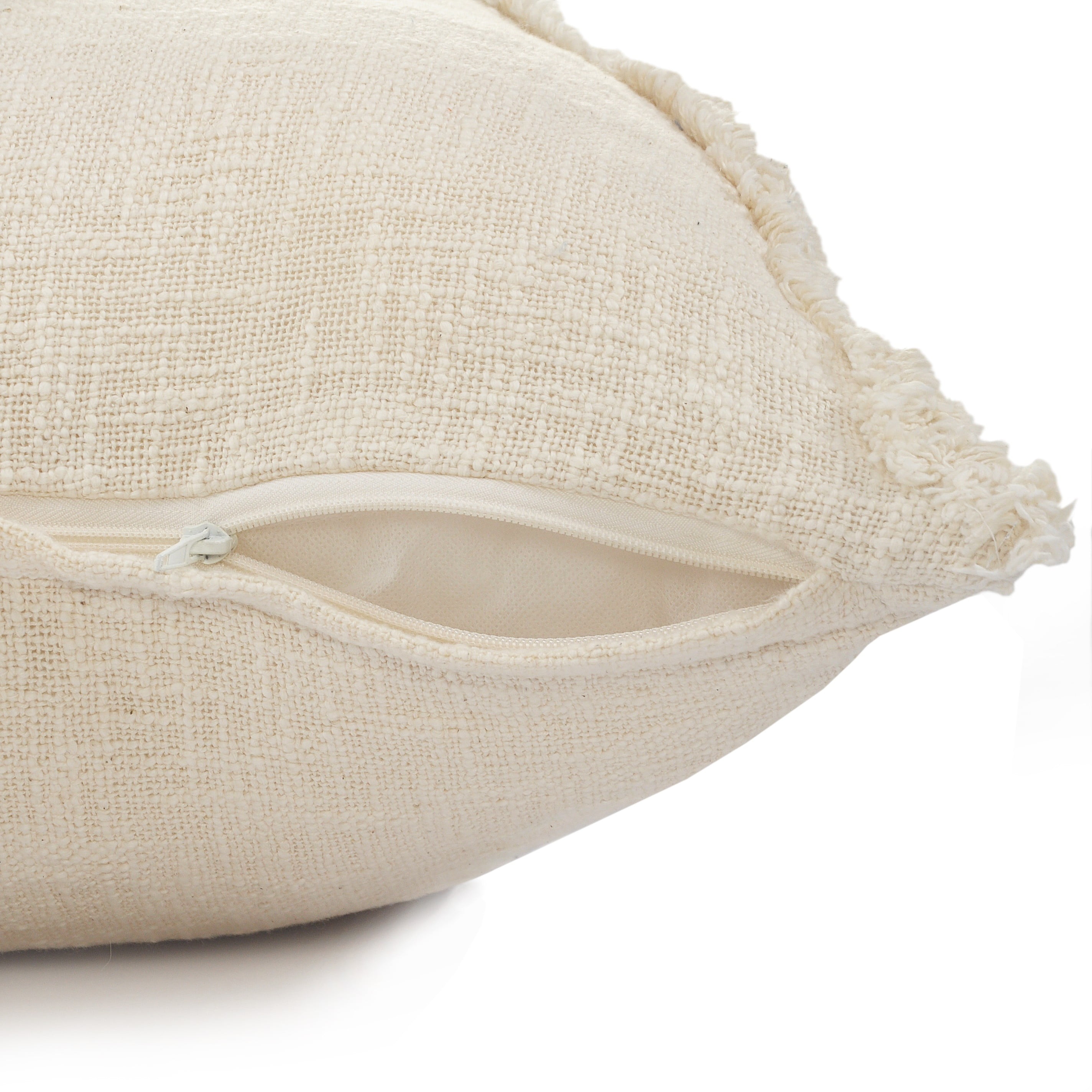 Woven Paths Sara 20" x 20" Natural Shag Diamond Cotton Adult Decorative Throw Pillow