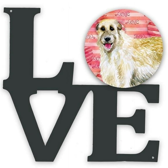 Irish Wolfhound Love Metal Wall Artwork LOVE Red
