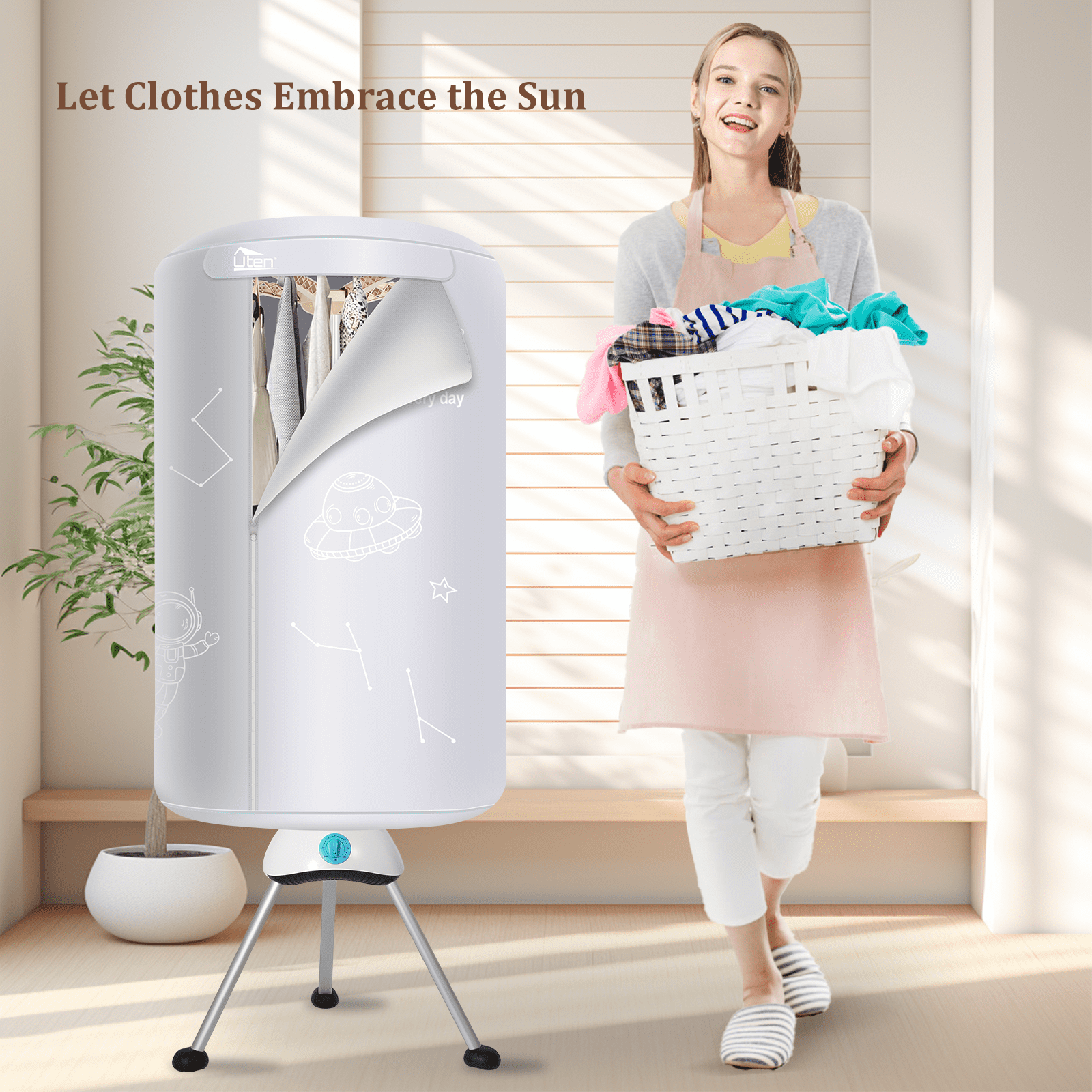 Uten Portable Clothes Dryer Electric Laundry Dryer Machine Foldable Apartments Travel