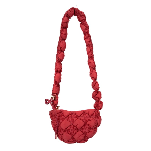 Bolso Nube para Mujer Bolso Mano Color Sólido Nailon Acolchado Informal (rojo)