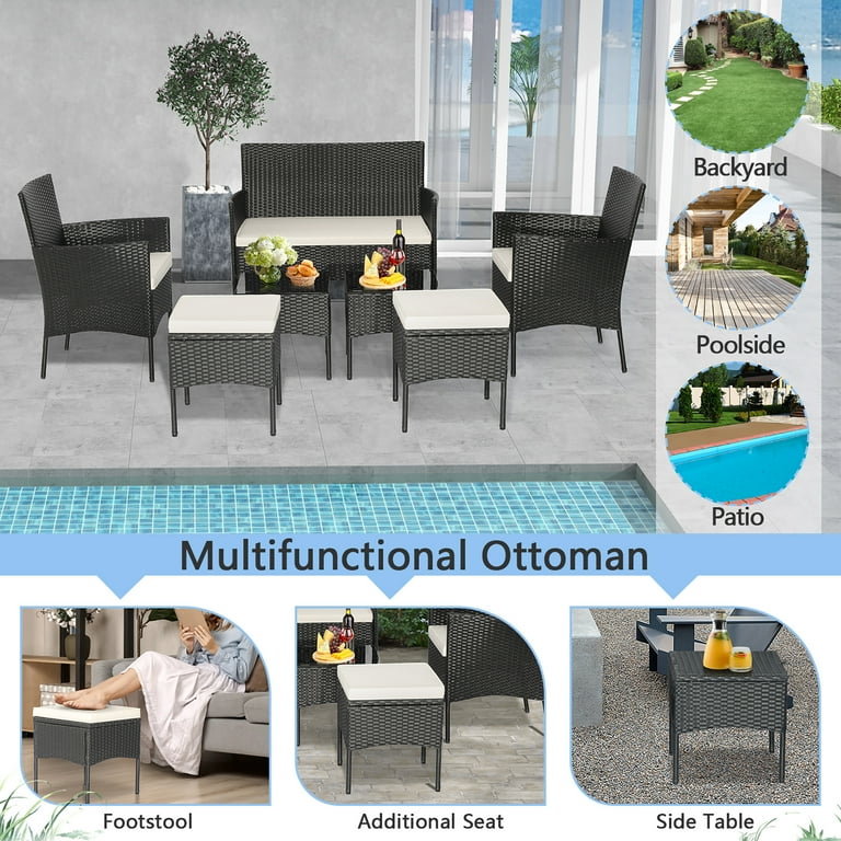 Rattan sofa with footstool sales