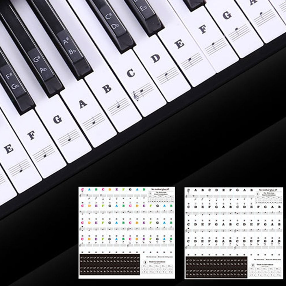 Abarich Piano Keyboard Stickers for 37/49/ 61/88 Key Keyboards Removable Colorful for Kids Beginners Piano Practice Learning 