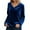 Blue, variant on Womens Tops Boho Solid Color Autumn Winter Velvet Long Sleeved V Neck Loose T Shirt Top Casual Blouses