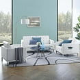 thumbnail image 2 of Tufted Armchair and Loveseat Sofa Set, Faux Leather, Silver White, Modern Contemporary Urban Design, Living Lounge Room Hotel Lobby Hospitality, 2 of 6