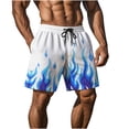 thumbnail image 6 of RYDCOT Mens Flame Graphic Basketball Sweatshorts Elastic Waist Drawstring Running Workout Shorts Summer Cool Casual Peachskin Plush Shorts Blue, 6 of 9