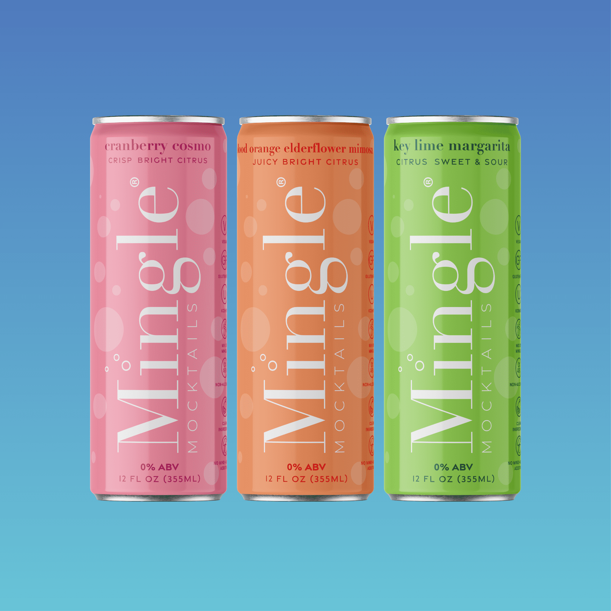 Mingle Mocktails Non-Alcoholic Party Variety Pack, 6 Pack, 12 fl oz Sleek Aluminum Cans, 0.00% ABV