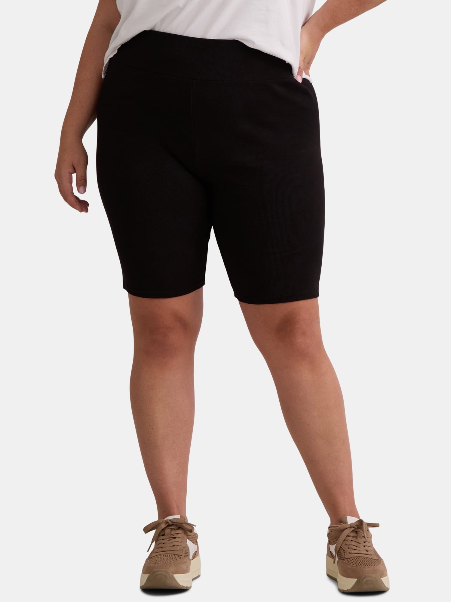 Terra & Sky Women’s Plus Size Bike Shorts, 10" Inseam, 2-Pack, Sizes 0X-5X