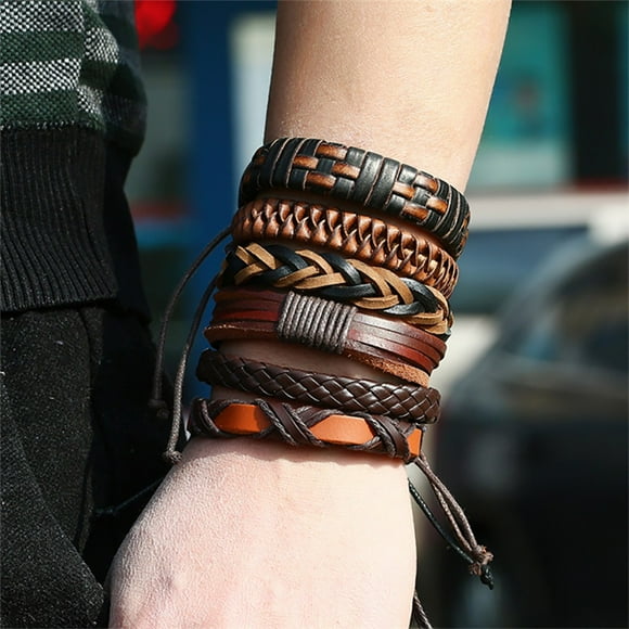SIfdSeng Braided Bracelet Vintage Hand-Woven Multi-Layer Leather Bracelet Jewelry Heart Bracelets for Women Gold Plated Gold Filled Bracelet Charm Bracelet Sterling Silver Spacers