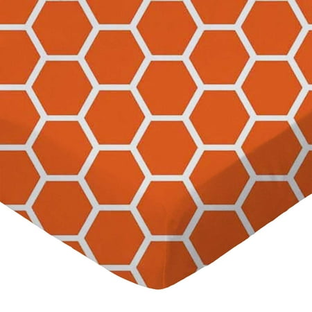 SheetWorld Fitted 100% Cotton Percale Play Yard Sheet Fits BabyBjorn Travel Crib Light 24 x 42, Burnt Orange Honeycomb