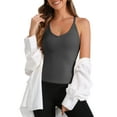 thumbnail image 4 of Allegra K Women's Slim-Fit Camisoles Ribbed Deep V-Neck Comi Workout Tank Top Dark Gray M, 4 of 4