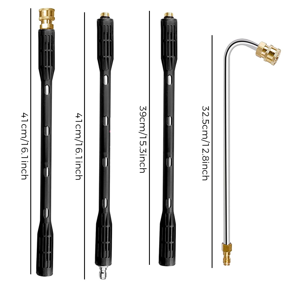 INTELIVE 109inch Pressure Washer Extension Attachment Wand Set with 6 Straight Rods and 1 Gutter Cleaning Curved Rod, Quick Connect with 6 Nozzle Tips for Roof Drainage Ditch, Exterior Walls