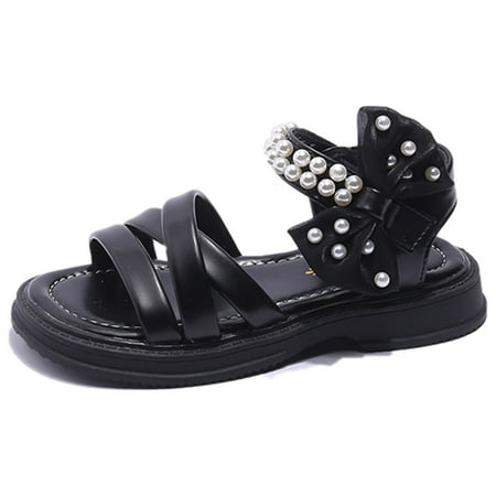 

ZRBYWB Kids Slip On Shoes Toddler Kids Girls Sandals Pearl Butterfly Knot Single Princess Shoes Sandals For Girls Sandals Summer Shoes