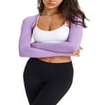 thumbnail image 2 of Cardigan Court de Yoga pour Femmes Manches Longues Ouvert devant Haut Uni, 2 of 4