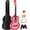Pink, variant on 38" Kids Acoustic Guitar Bundle Kit for Starter Beginner Music Lovers, 6-String Folk Guitar with Gig Bag, Extra Set Steel Strings, Strap, Pitch Pipe and Pick
