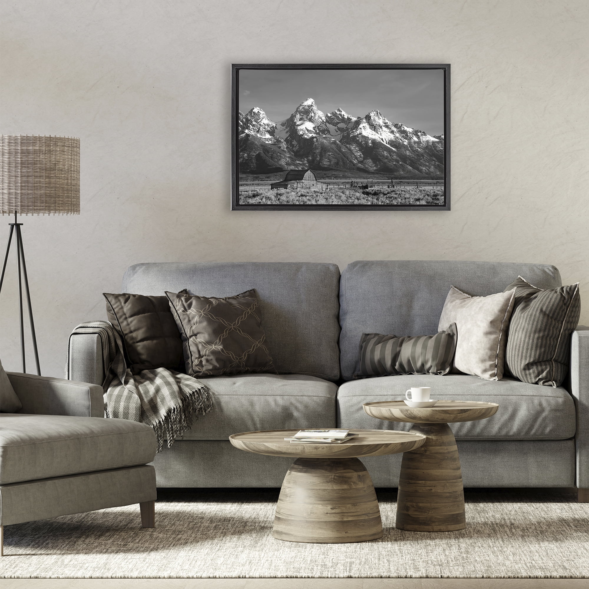 Stupell Industries John Moulton Barn Landscape Black Framed Floater Canvas Wall Art, design by Steve Toole